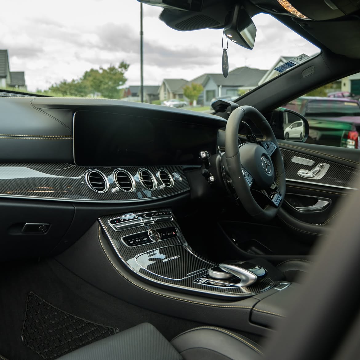 Mercedes E63 S AMG — interior cockpit detail